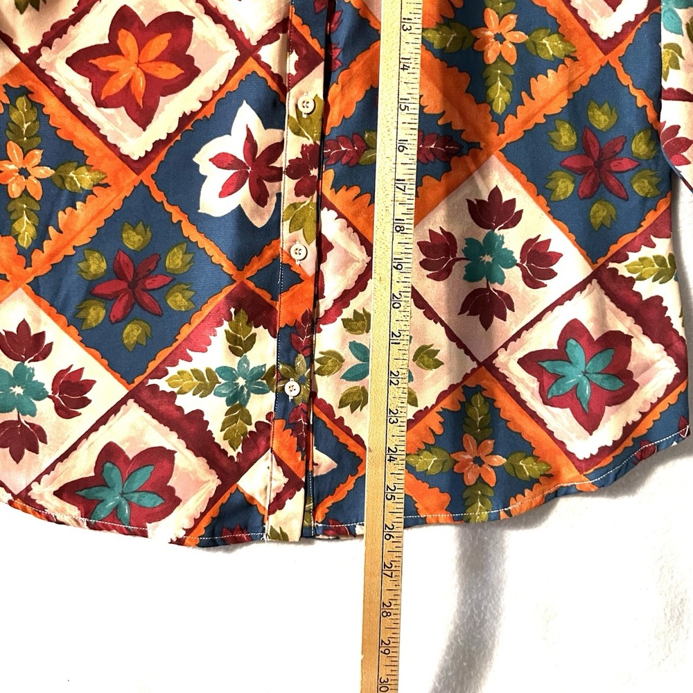 Le Lis‎ XS Retro Bloom Button Front Top Floral 70s Oversized Autumn Fall - Picture 4 of 11